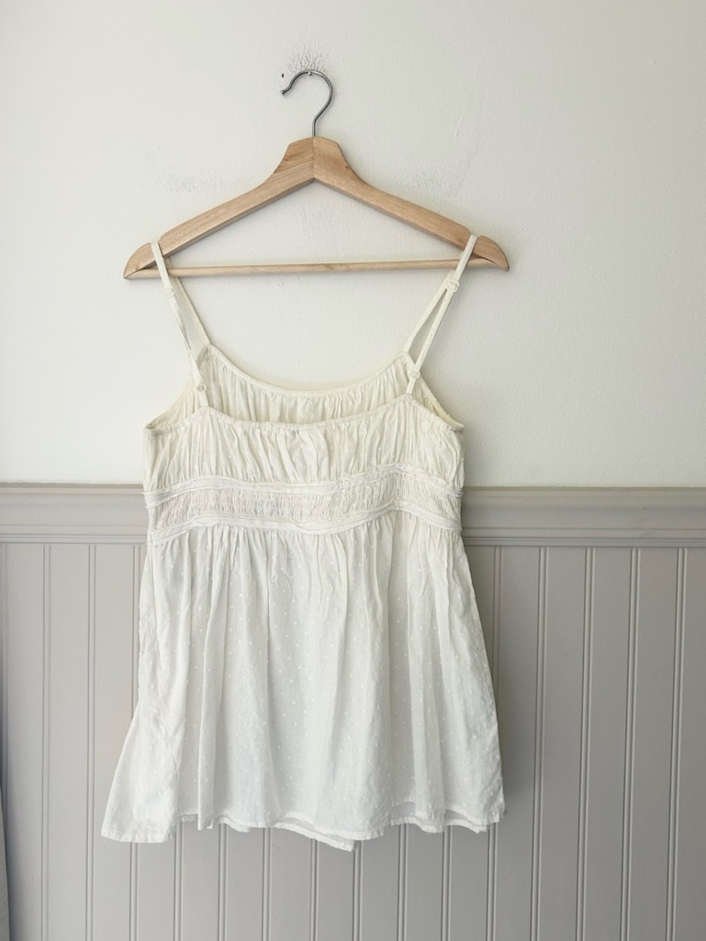 H&M Size 10 Ivory Eyelet 100% Cotton Spaghetti Strap Tank Top - Picture 7 of 10